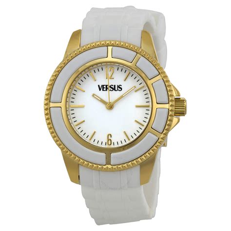 versus versace white with rubber wristband watches 50m|Versus by Versace 50 m (5 ATM) Water Resistance .